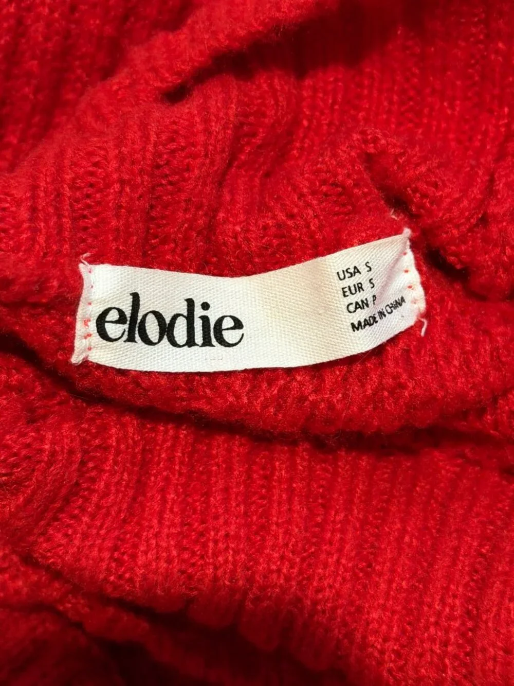 Elodie Red Cable Knit Turtleneck Sweater Small - Picture 6 of 8